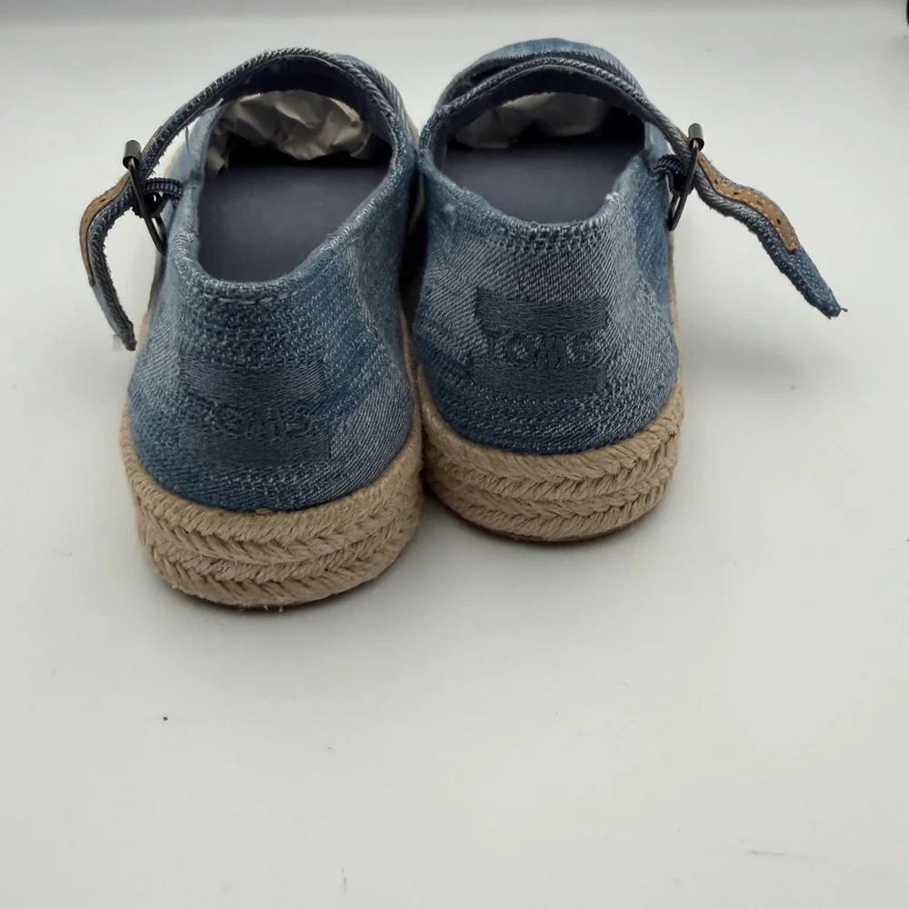 TOMS Womens Mary Jane Espadrille Flats Blue Denim Textile 10021873 Size 6.5